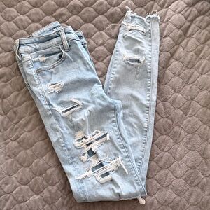 Light Blue Distressed Women Jeans